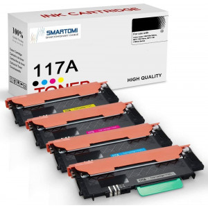 Cartucho de tóner negro compatible SMARTOMI HP 117A W2070A W2071A W2072A W2073A, paquete de 4 (con chip)