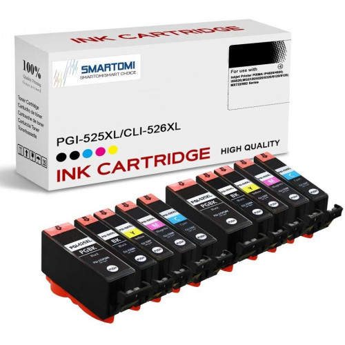 Cartuchos de tinta compatibles SMARTOMI Canon PGI-525XL CLI-526XL, paquete de 10